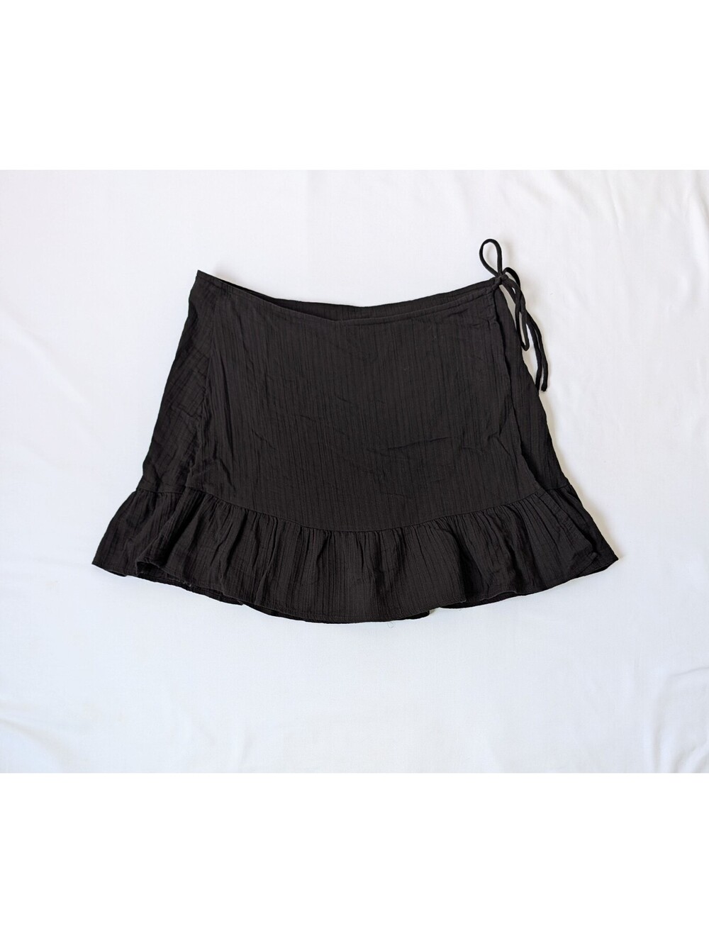 Universal Thread Wrap Mini Skirt Women’s Large Black Cotton Ruffle Hem